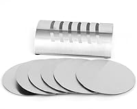 Vista 1 de Posavasos creativos de acero inoxidable con almohadilla aislante redonda de metal, posavasos de moda