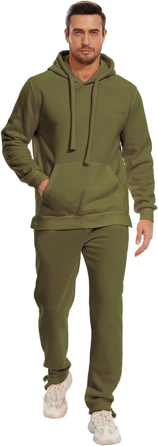 Tanderin Men's Tracksuits Sweatsuits for Men Sweat Track Suits 2 Piece Casual Athletic Jogging Warm Suits With Pockets XX-Large Army Green
