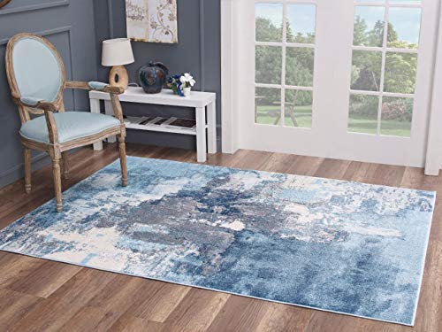 LUXE WEAVERS Abstract Distressed Area Rug, Blue 8x10