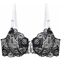 Sujetador Push Up de Encaje Negro con Doble Abotonadura y Estilo