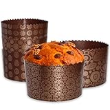 15oz Round Panettone Paper Mold | 12 Pack | Non Stick Easter Bread Kulich Paska Brown Design W 5.1 x H 3.35-In by SHSH trade group