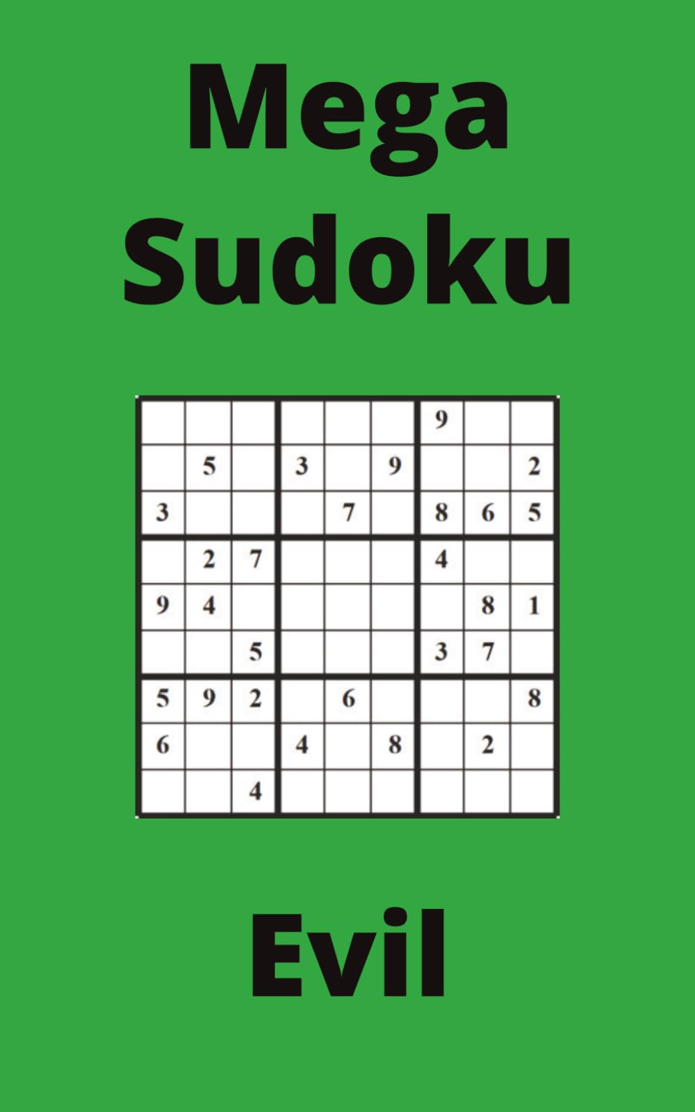 Green Mega Sudoku Book, 9x9 Puzzles, 100 Pages, 5x8, Evil