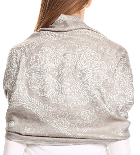 Sakkas Lightweight Two Tone Paisley Design Pashmina Fringe Scarf/Stole/Wrap2