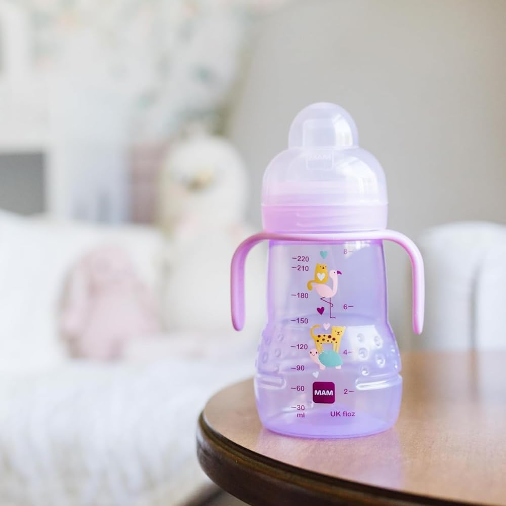MAM Trainer 220 ml Biberon neonato 4+ mesi tettarella antigoccia Silicone Rosa