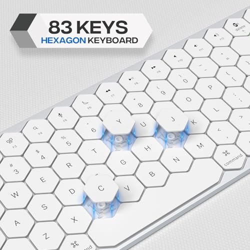 Image of GEEZER Wireless Bluetooth Keyboard - Hexagon Keycap Portable Ultra-Slim Rechargeable Compact Keyboards Compatible with Mac, iPhone, iPad(White)
