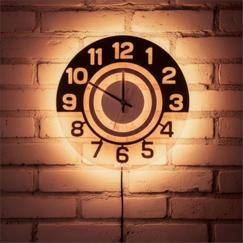 Image of 12 Inch Acrylic Modern Neon Wall Clock with LED Backlight | Night Lamp Neon Clock with Clear Visible Numbers for Home,Bedroom,Office Decor | Light Off Show Black Numbers New (White)