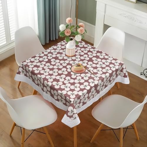 Image of Dakshya Industries PVC Waterproof Square Table Cover 48x48 Inch for 4 Seater Dining Table | Floral Printed Oilproof Stain Resistant Washable Plastic Table Cover, English