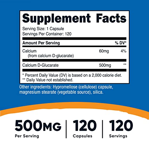 Nutricost Calcium D-Glucarate 500Mg, 120 Capsules - Gluten Free, Non-Gmo, Vegetarian Friendly #TOP1