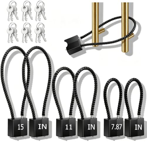 6 Pack Keyed Alike Cable Locks with 18 Keys,3 Sizes 7.87/11/15 Inch Steel Cable Gun Locks, Heavy Alloy Multi-Purpose Firearm Safety Locks for Pistols Rifles Shotguns Luggage Gym Storage