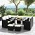 Tangkula 11 Pieces Patio Dining Set, Space-Saving Wicker Chairs & Tempered Glass Table with Ottomans, Thick Soft Cushions, Outdoor Conversation Furniture Set for Garden Yard Poolside