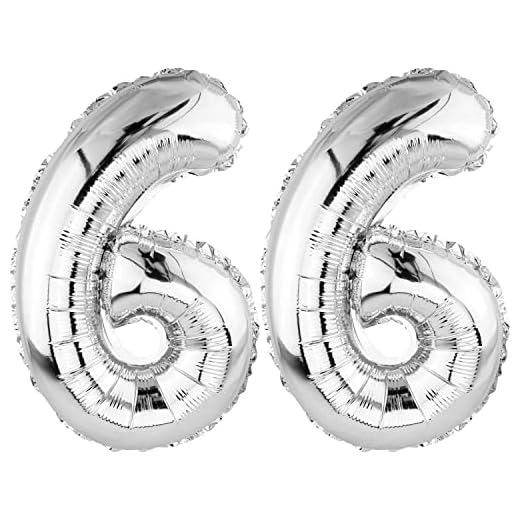 DekoRex Globo plateado de 40 cm, para cumpleaños, bodas (número 66)