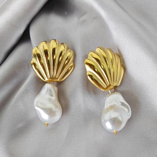 Gold Shell Drop Earrings for Women Seashell Dangle Earrings Ocean Beach Earrings Summer Jewelry Gift 5