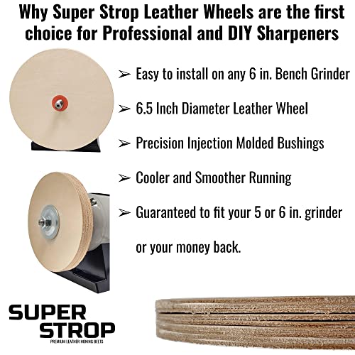 Roda de afiação de couro para trituradores de bancada e polidores de 15,24 cm