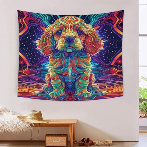 Tapisserie murale pour cacher un mur nu grand tissu déco 3D motif chien 180x230