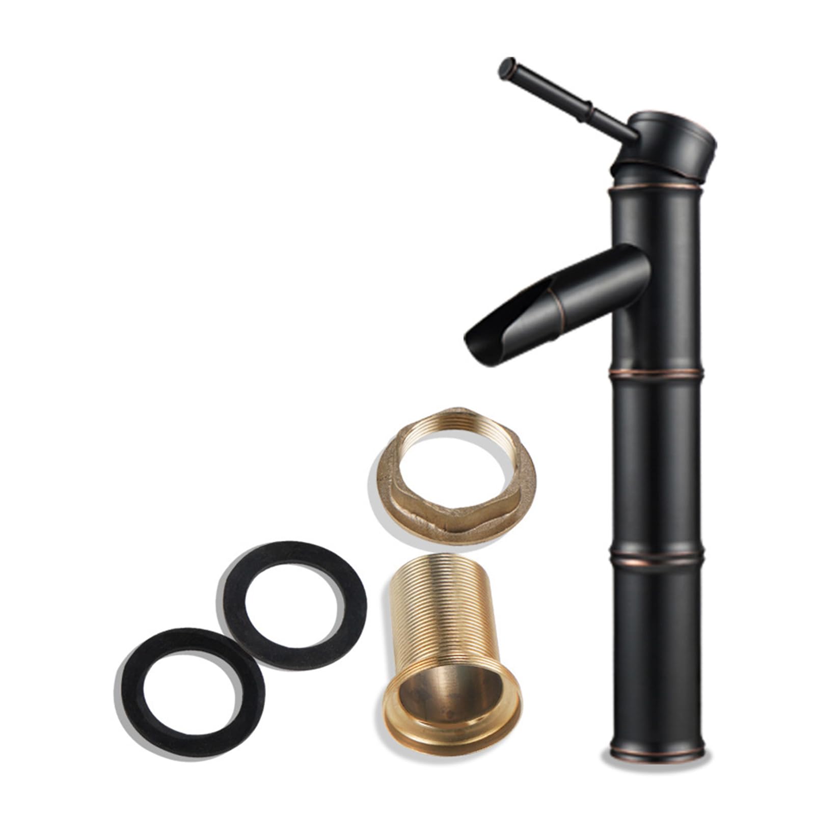 Robinet Salle Bain Haut Vintage Robinet Lavabo Cascade Monotrou Mitigeur Haut Pour Vasque Levier Unique,noir Rétro