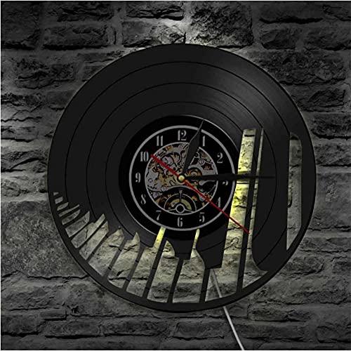 LED Night Light Sound Wave Tastiera per Pianoforte Wall Art Orologio da Parete Pianista Vinyl Record Orologio da Parete Musical Home Decor Regalo per Gli Amanti della Musica Classica