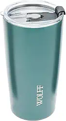 WOLFF - Copo Térmico de Aço Inox Parede Dupla com Tampa Verde 600ml