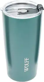 WOLFF - Copo Térmico de Aço Inox Parede Dupla com Tampa Verde 600ml