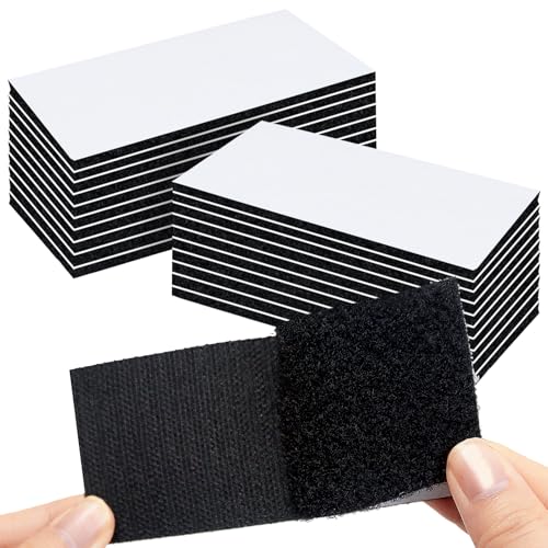 KU Klettband Selbstklebend Extra Stark,20 Stück 50mm*100mm Klebepads Doppelseitig Klebeband Beidseitig Klett Klebeband Wiederverwendbar Rotundität Tape Selbstklebend (Schwarz)