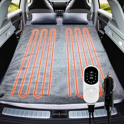 Image of Car Electric Heating Blanket 12 Volt Sleeping Bag Heated Liner Portable Heated Mat for Car Truck SUV RV Camping 9 Heat Setting Machine Washable