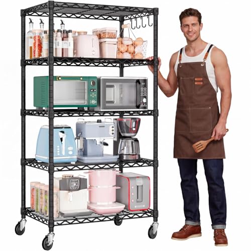 PrimeZone 5-Tier Adjustable Metal Rolling Shelving
