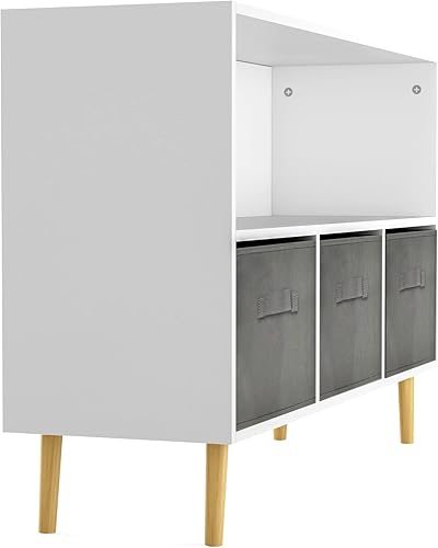 Miniatura 8 de CuisinSmart Estantería infantil con organizador de almacenamiento de juguetes, estantería de 35.5 pulgadas con contenedores para guardería, sala de