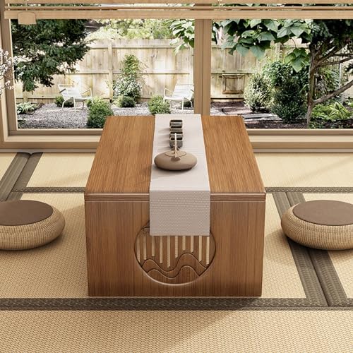 Mesa plegable de bambú tatami estilo japonés para té y meditación 3