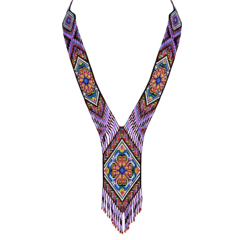Collier Gerdan ukrainien bijou traditionnel fait main mosaïque perles