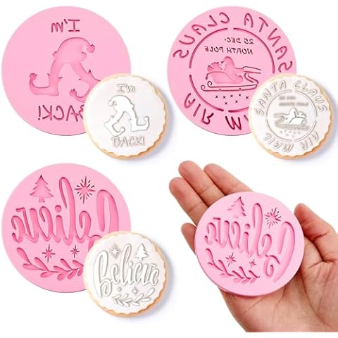 Nuenen 3 Pcs 3 Styles Christmas Cookie Stamp 2.76 x 2.76 Cover
