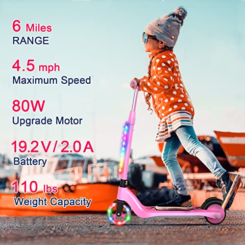 Sisigad Electric Scooter For Kids Ages 6-12, Led Light-Up Deck, Kids Scooters With 3 Adjustment Levels Handlebar To 36 Inches High,5.3" Wheel Ul Certificated Kick Scooter, Christmas Birthday Gifts #TOP1