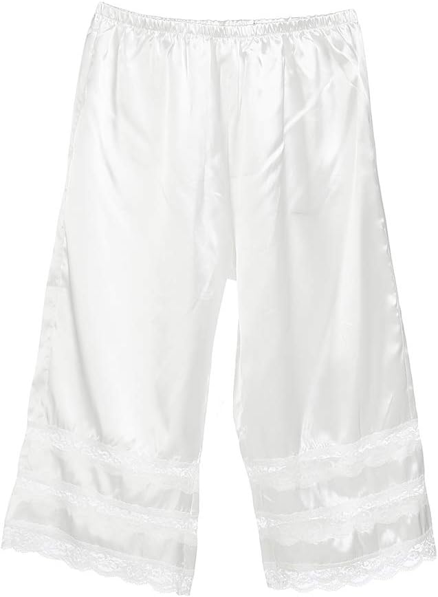 Womens Silk Satin Lace Trim Midi Half Slip Shorts Y2k Pajamas Pettipants Lounge Sleep Pjs Bottoms Tap Pants Lingerie
