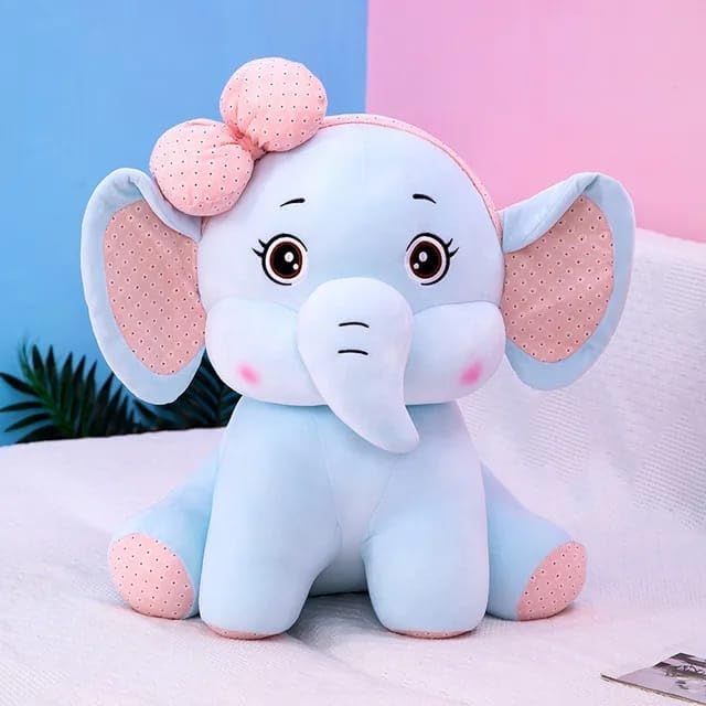 SCOOBA Adorable Bow Elephant Soft Toy 25cm (Bow Elephant Blue)-image-7
