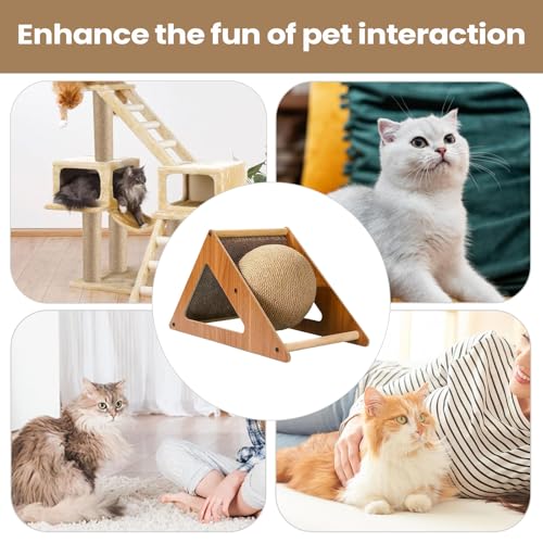 猫用ボールスクラッチャー | 子猫の退屈しのぎ用玩具 - 木製爪とぎボール 小型ペット子猫用 - 室内運動エンターテインメント訓練 退屈ストレス解消