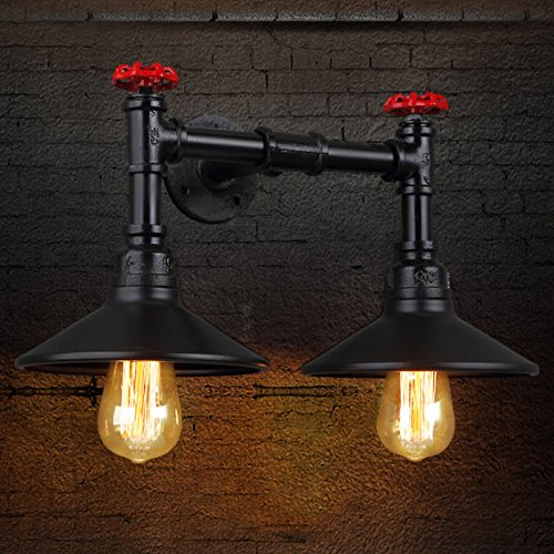 Baycheer Hl371195 Industrial Vintage Retro Style Steel Pipe Double Metal Water Pipe Wall Sconce Wall Light Lamp 2 Light #TOP1