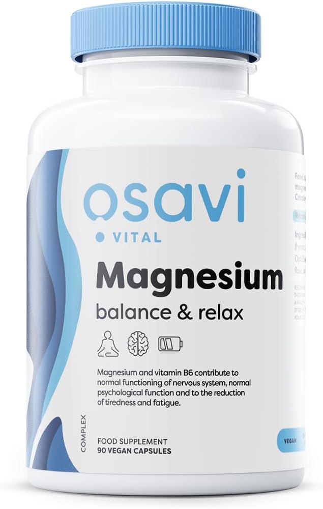 Osavi Magnesium Balance & Relax – 90 Vegan Capsules | Supports Nervous System, Relaxation & Stress Relief | Magnesium, Zinc, Vitamin B6 for Mental Wellbeing and Immune Support
