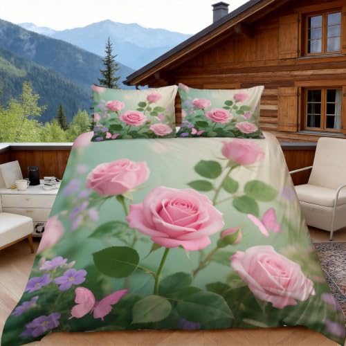Parure de lit style dessin animé rose romantique pour chambre chaleureuse - 5