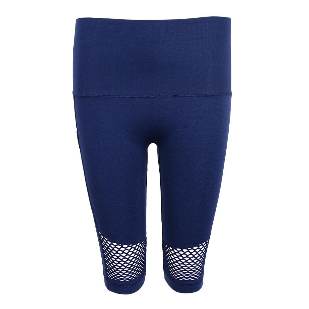 Women Stretch Mesh Pocket Gym Skinny Yoga Mid Shorts Half Pants L Navy blue|Clothing, Shoes & Accessories | Womens Clothing | Shorts-image-2