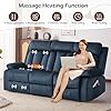 RIHEREFY Power Recliner Sofa with Heat&Massage, Electric Reclining Couch with Multi-Function Console/USB Ports/Type C, Wall Hugger 3 Seater-Sofa Recliner, Reclining Sofa Couch for Living Room