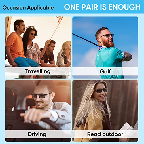 Image of CARA 2 Pack Bifocal Reading Sunglasses for Men, Flexible Super Lightweight TR90 Frame Women Sun Readers, Driving Fishing Outdoor UV400 Protection (Black & Blue, 3.0)