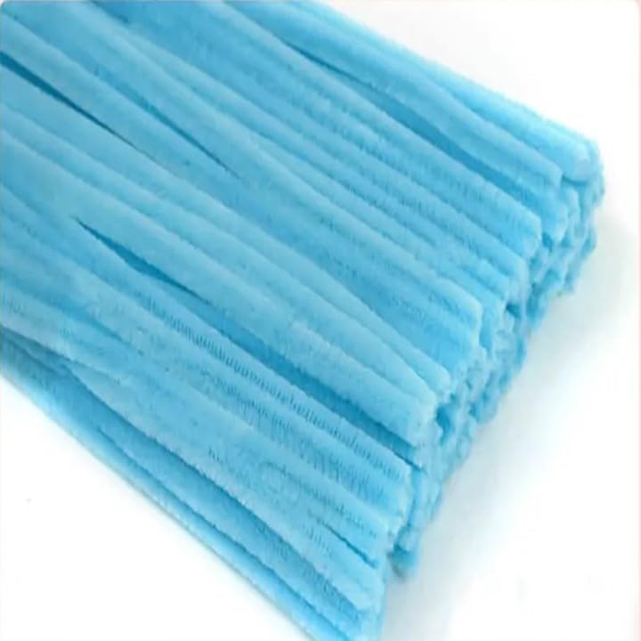 Sequential 100 Baby Blue Pipe Cleaners for Craft 30cm x 6mm, Chenille Stems Arts & Crafts for Kids, School & Crafting Projects