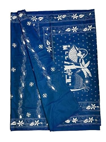 Sanavi's Saree Kuthir blue kantha stitch silk saree – image 5