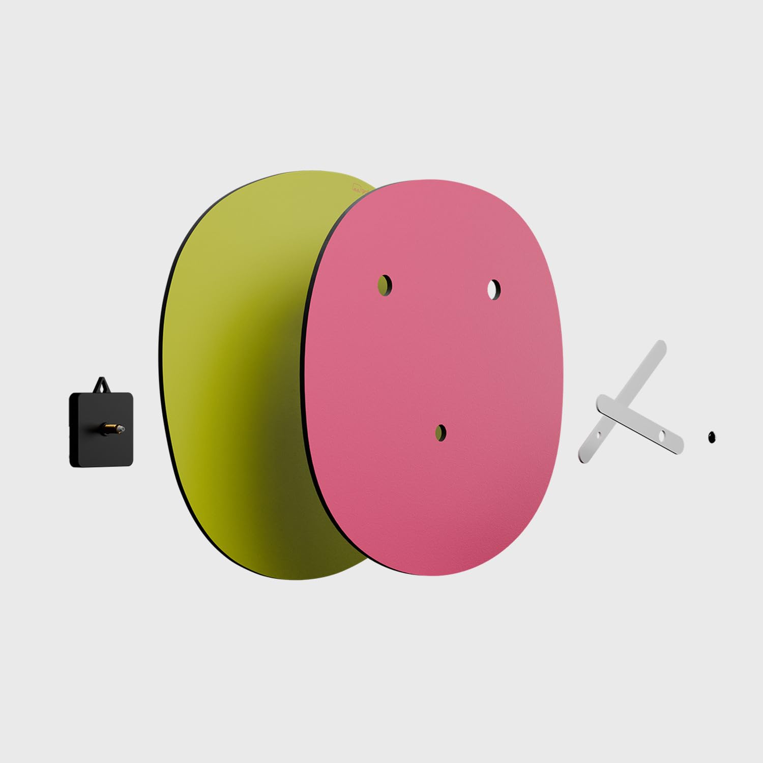 Giallobus - Orologio Bilay - Moody - Legno Mdf - Premium 45x45cm - 03 - Pinky - Artigianale Made in Italy - Silenzioso - Idea regalo - Moderni doppio livello