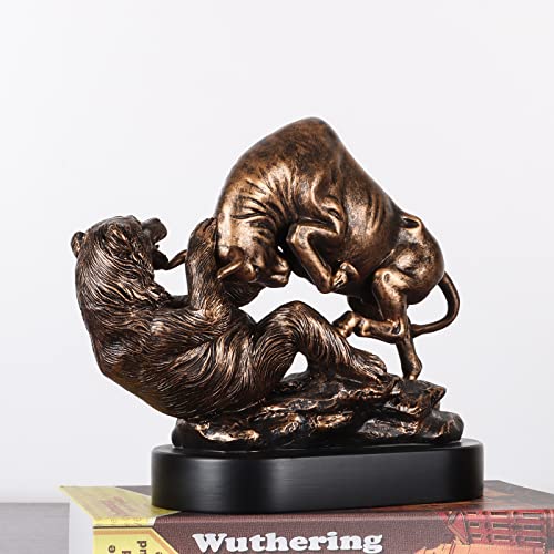 Nileebuker Wall Street Bull And Bear Statue Bronze Patina Resin Stock Market Charging Sculpture Home Office Decor #TOP2