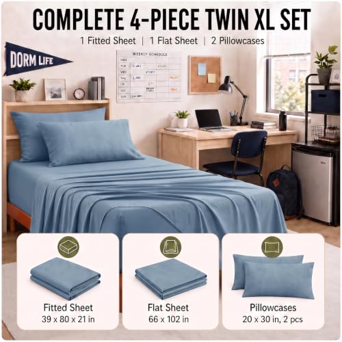 Image of CozyLux 4-Piece Twin XL Sheets, Fits 18-21 Inch Mattresses, Oeko-TEX