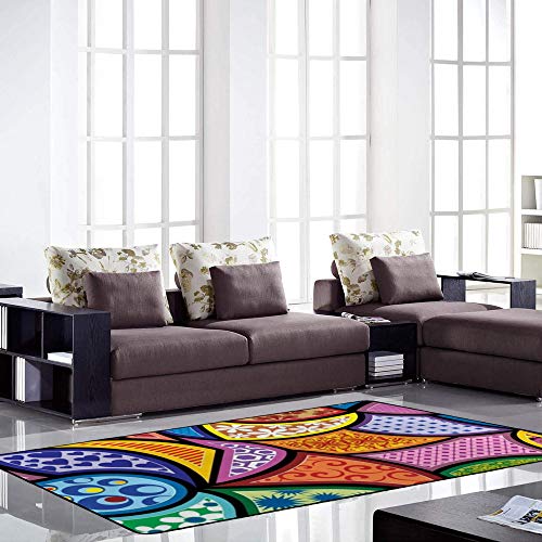Tapis abstrait coloré Ruchen grand tapis géométrique anti-terne - 4