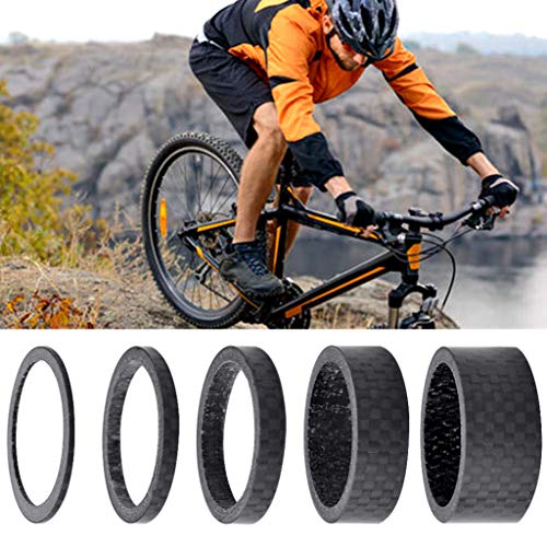 image for Fengek 15 Pcs Headset Spacer for Bicycle, 5 Sizes Carbon Fiber Road Bi
