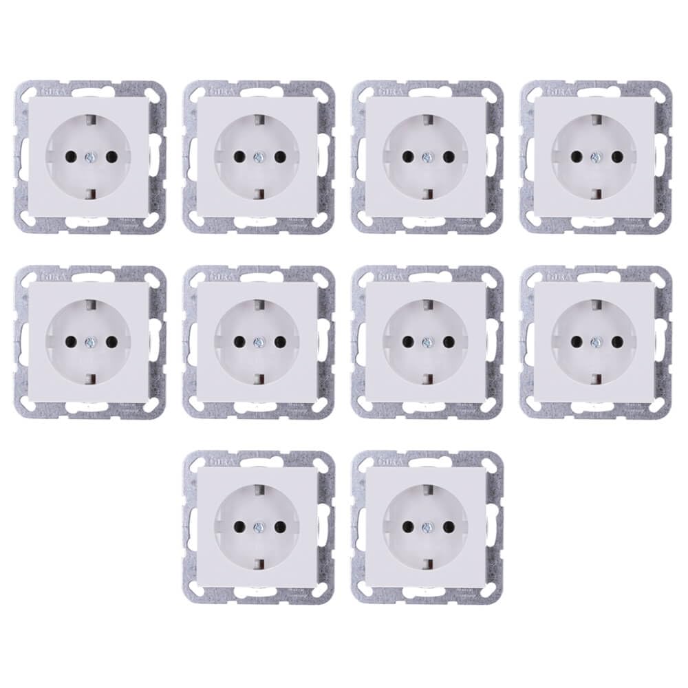 10 Stück Gira 418803 SCHUKO-Steckdose System 55 Reinweiß glänzend