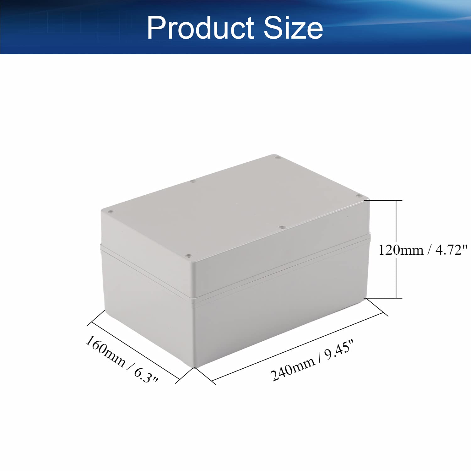 Heyiarbeit 9.45" x 6.30" x 4.72" ABS Plastic Dustproof Waterproof IP67 Junction Box Universal Electrical Project Enclosure