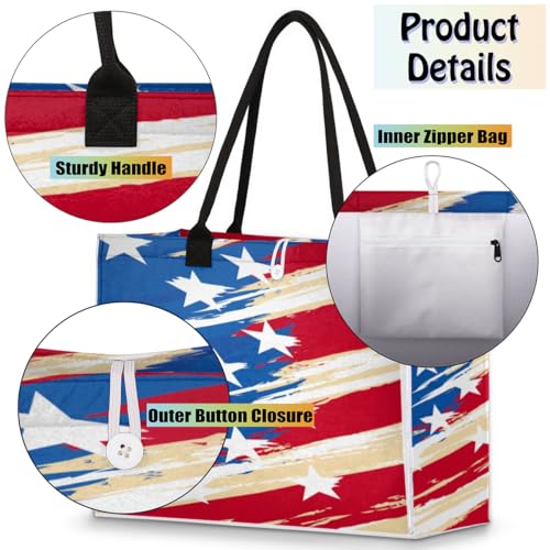 Abstract Art Flag Tote Bag for Women Large Beach Bag Reusable Tote Bags for Work Travel Beach Shopping4