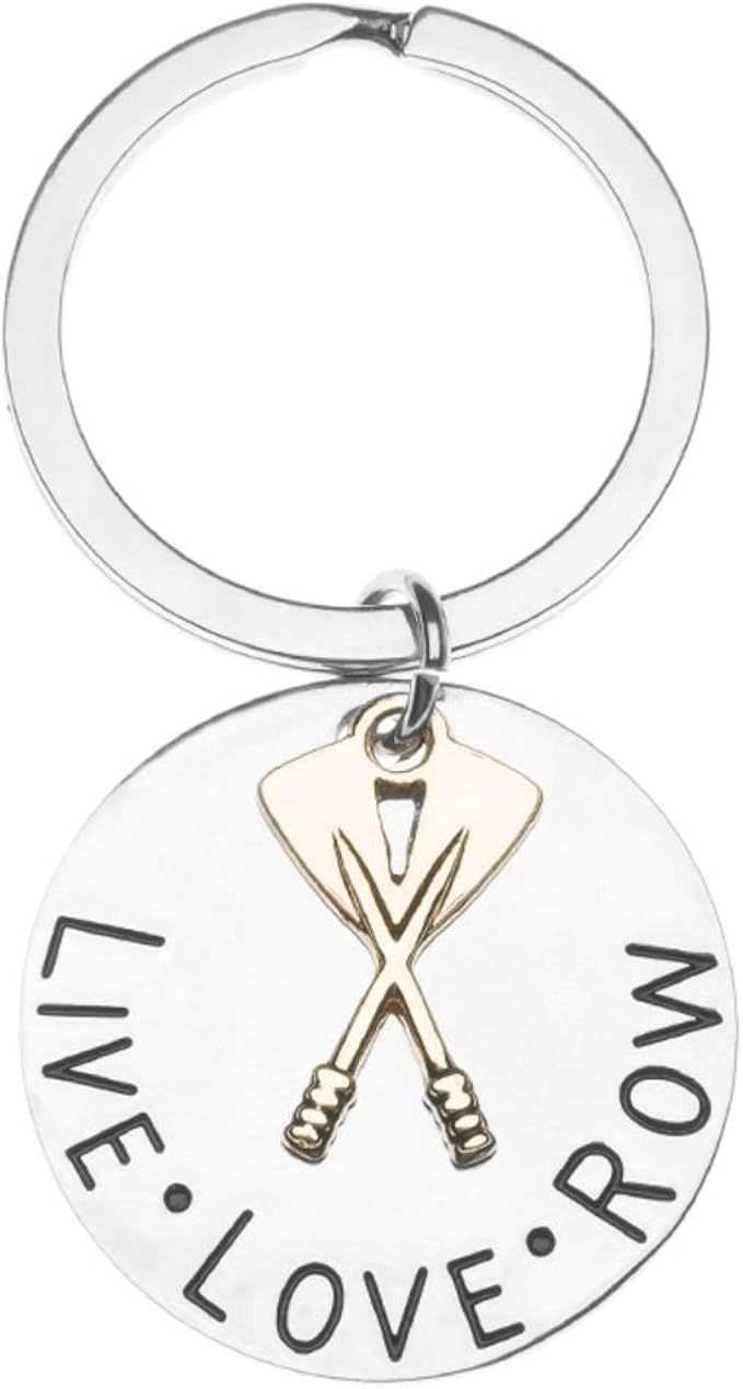 Infinity Collection Crew Keychain, Rowing Crew Jewelry, Live Love Row Silver and Gold Charm